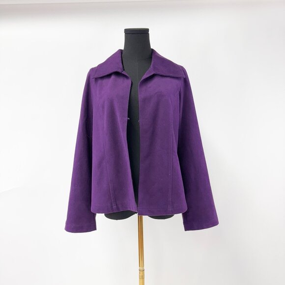 90s vintage style Deep Purple Faux Suede Jacket - Picture 2 of 13